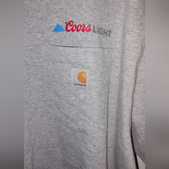 Carhartt Coors Light Chest Pocket Crew neck Short Sleeve T-shirt Loose Fit 2XL - Picture 3 of 7